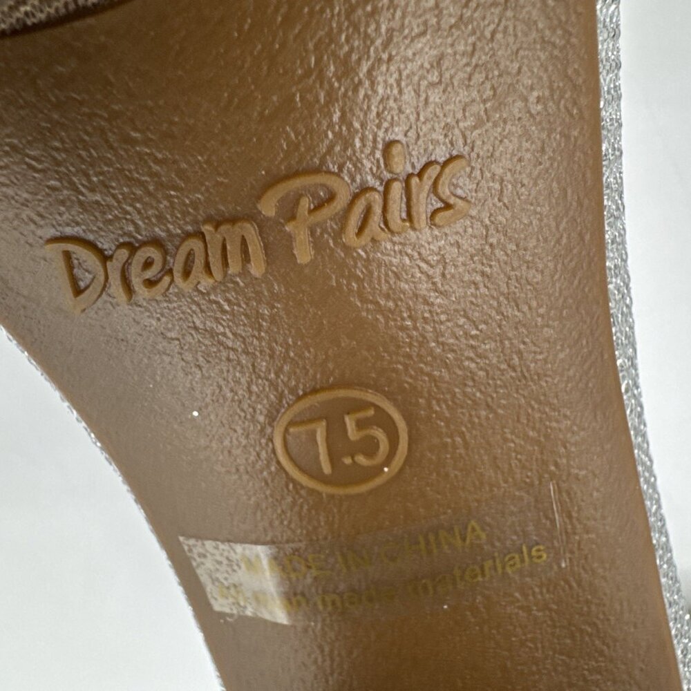 Dream Pairs Chunk Heel Shoes Womens 7.5 Silver Glitter Pumps Open Toe Party NEW - Picture 9 of 10